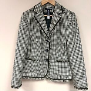Norton McNaughton olive green houndstooth blazer 10